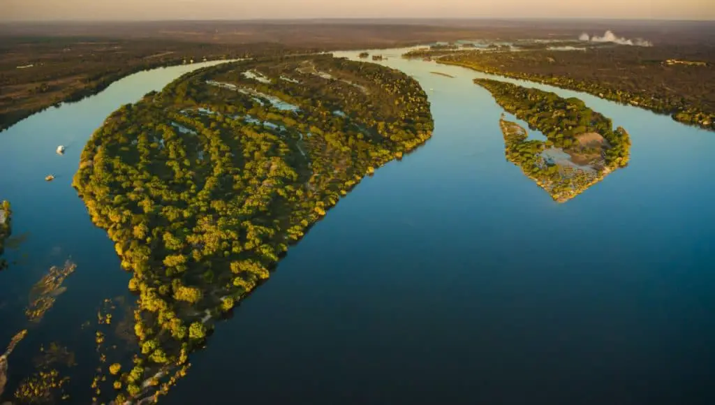 Zambezi River Aerial View. One of the longest river in Africa