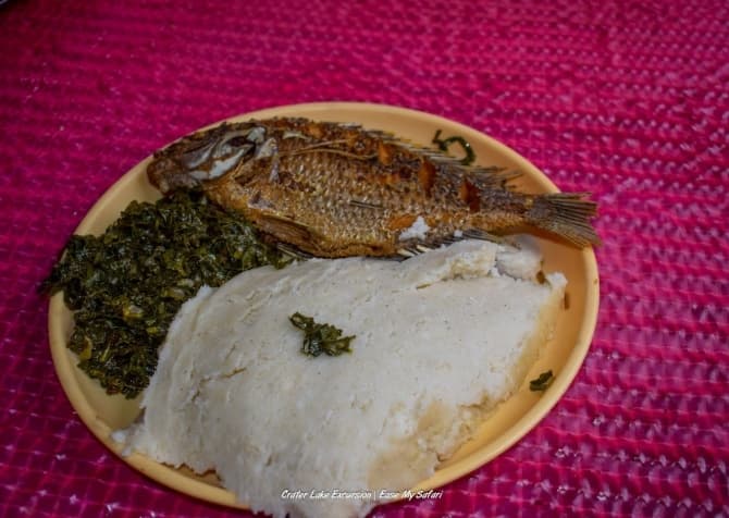 Fresh fish and Ugali for lunch