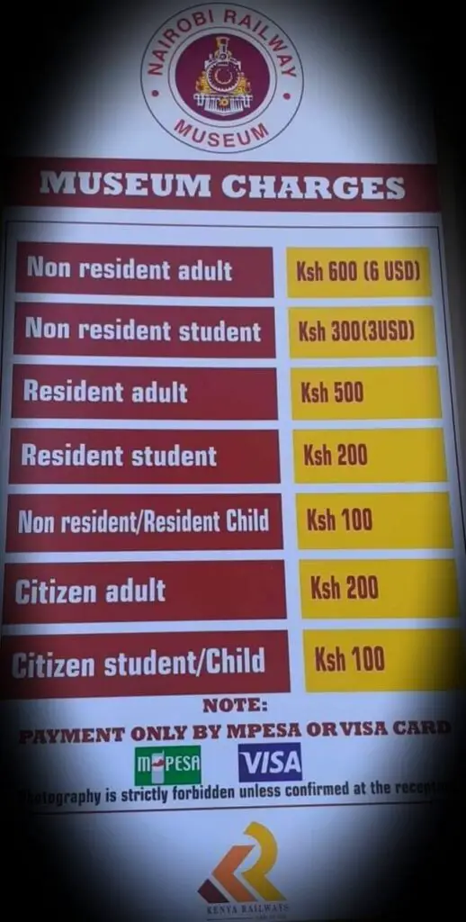 Nairobi Railways entrance fees